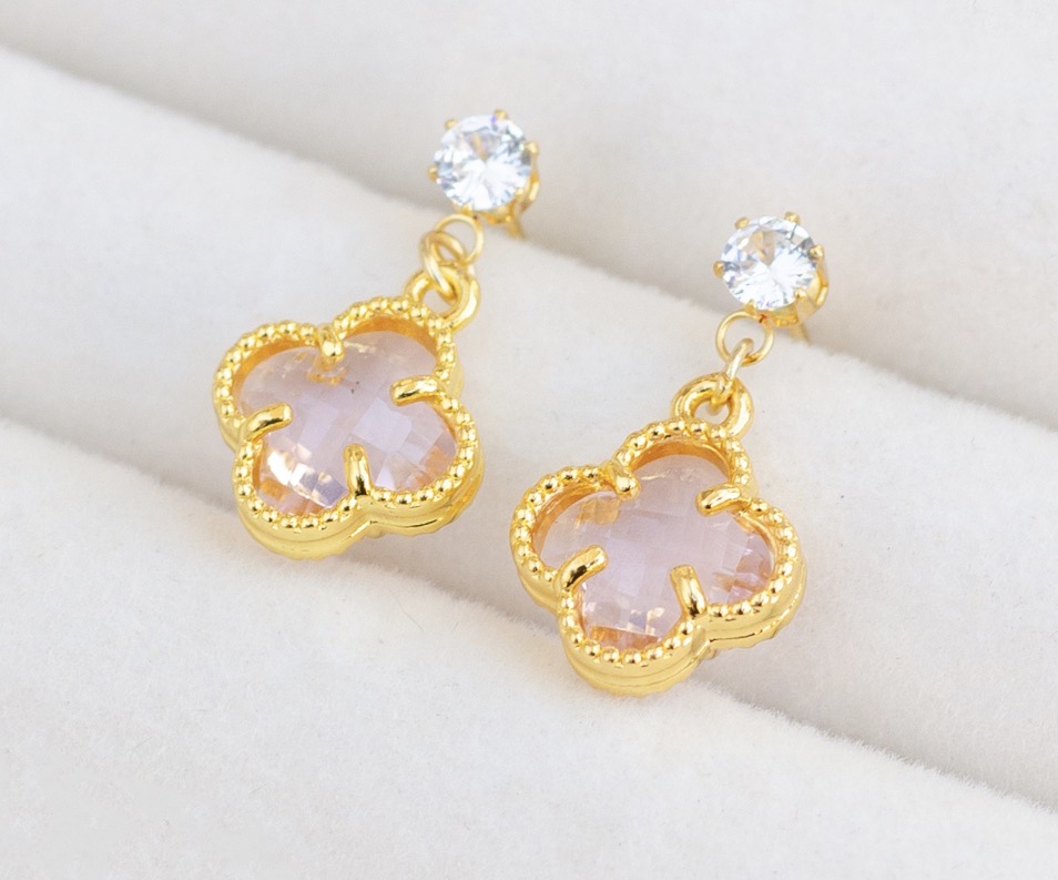 Aro acero dorado trébol rosa