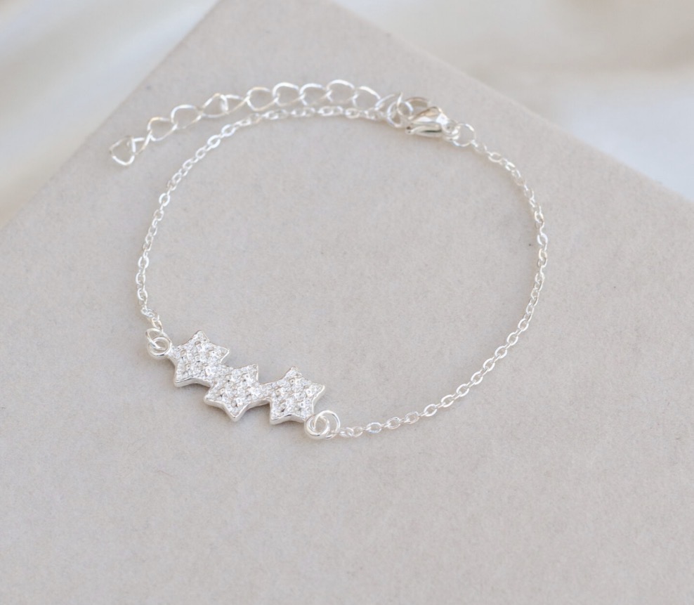 Pulsera acero blanco con dije multistrass