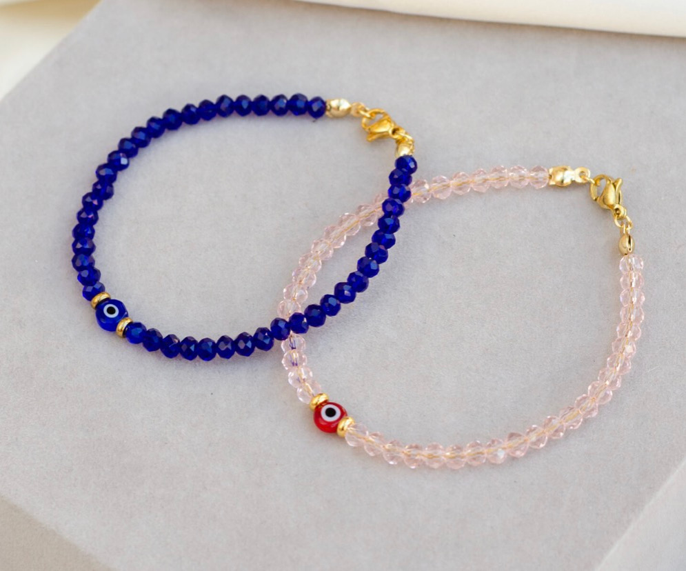 Pulsera acero dorado con cristales